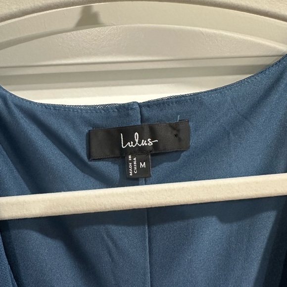 Lulu’s Size Medium Aveline Dark Slate Jersey Knit Ruched Bodycon Maxi Dress - Picture 8 of 12